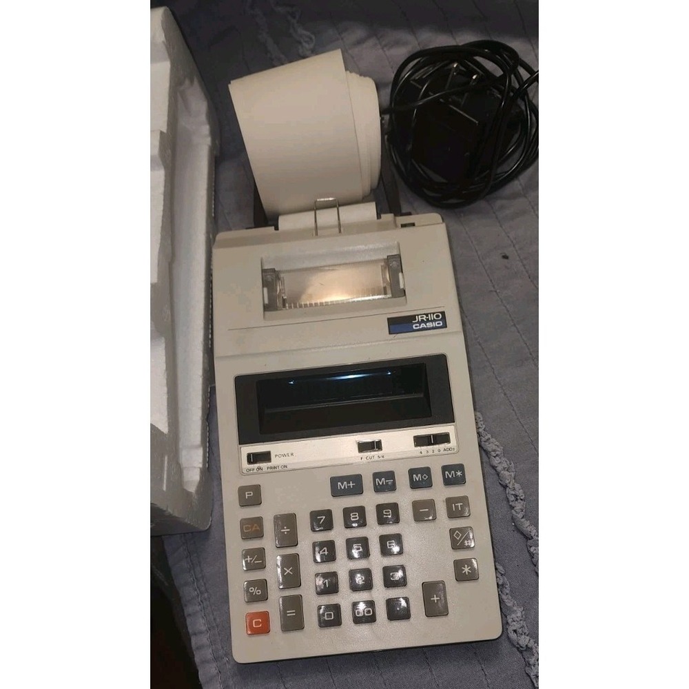Vintage Casio Printing Calculator JR-110 Works W Original Box
